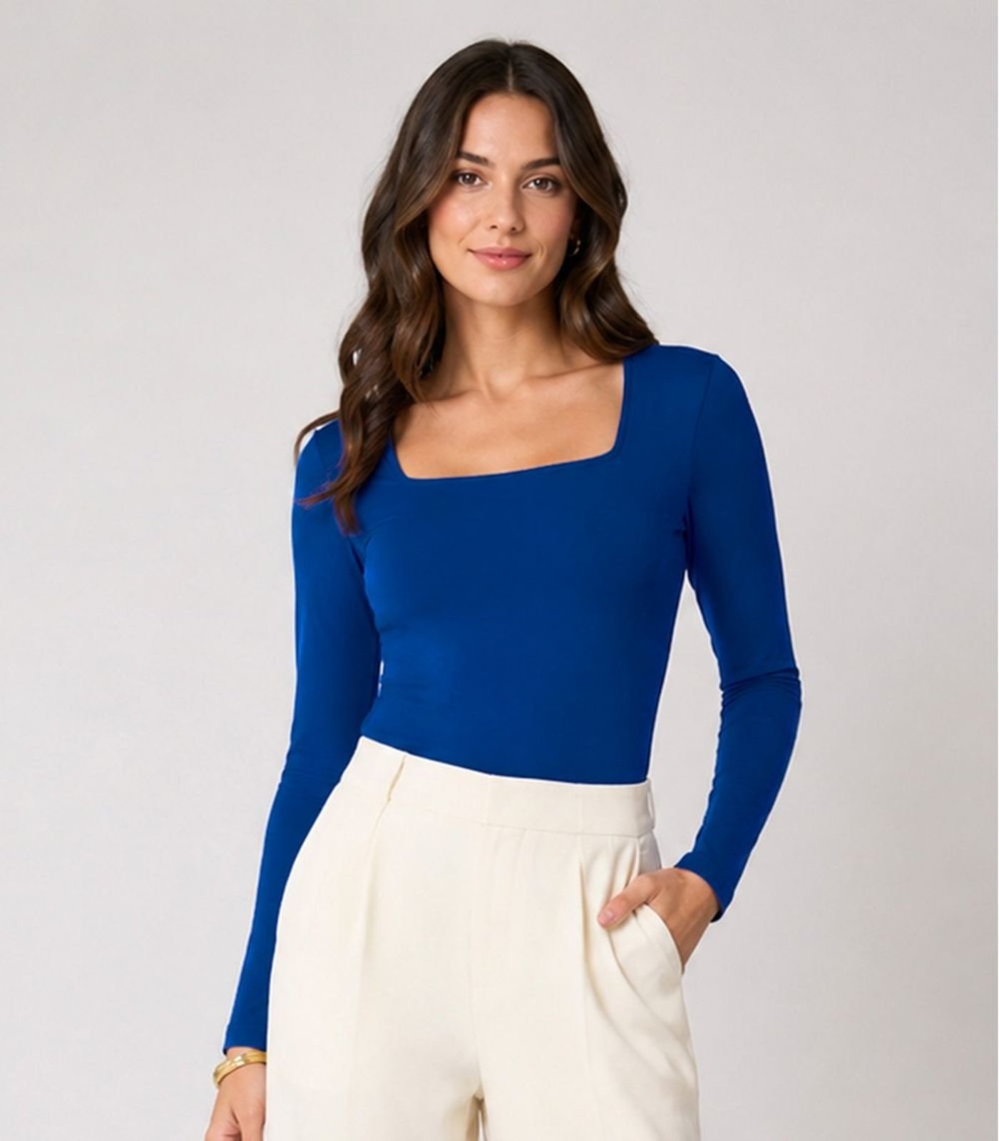 Blusa Manga Longa Feminina Infinita Cor Azul