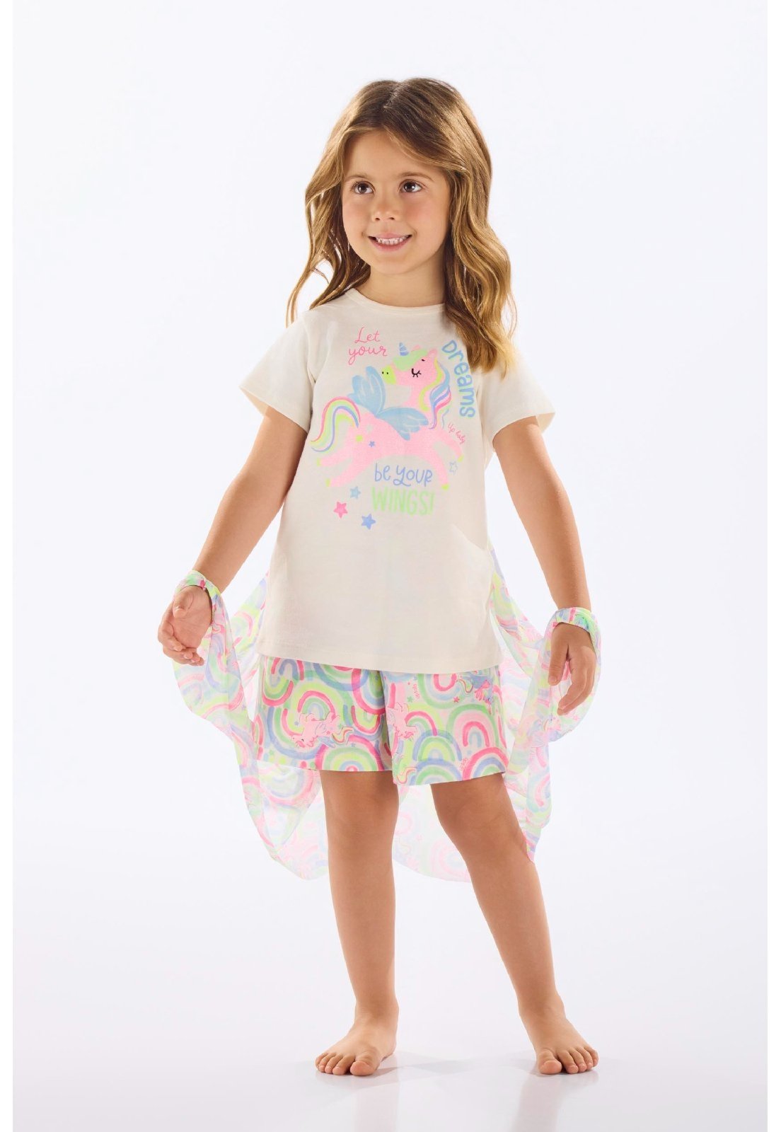 Pijama em Suedine com Asas Up Baby Bege