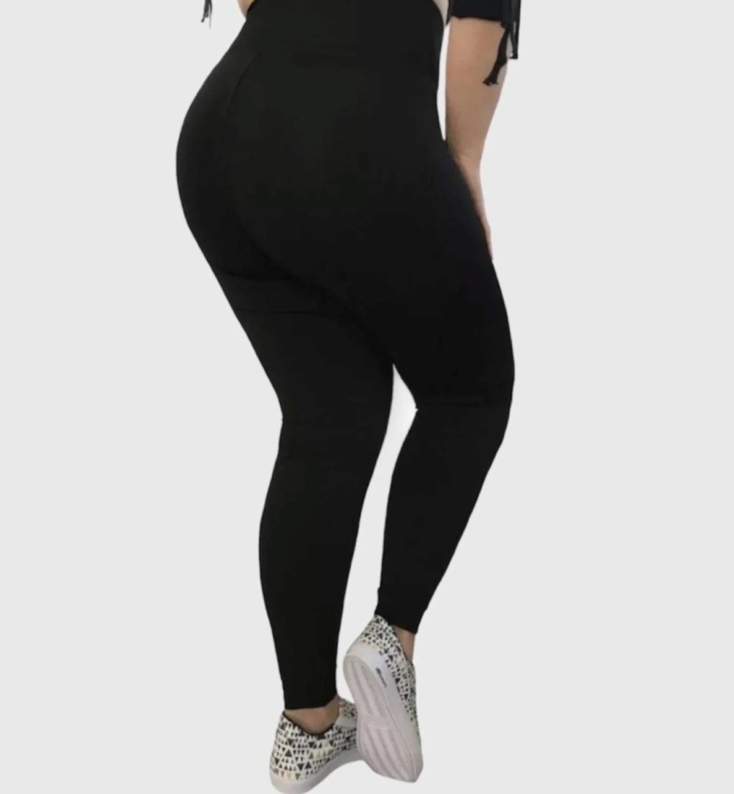 Vista 3 Calça Leggings D Bell Outlet Fashion Plus Size Cós Alto preto D BELL OUTLET FASHION preto