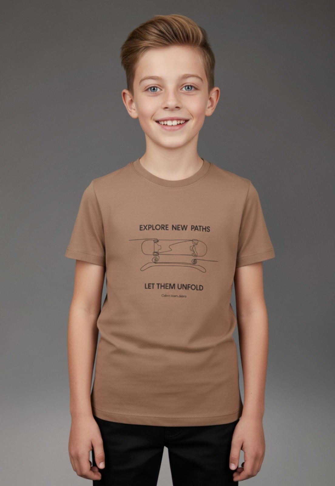 Infantil - Camiseta Calvin Klein Estampa Gráfica Bege