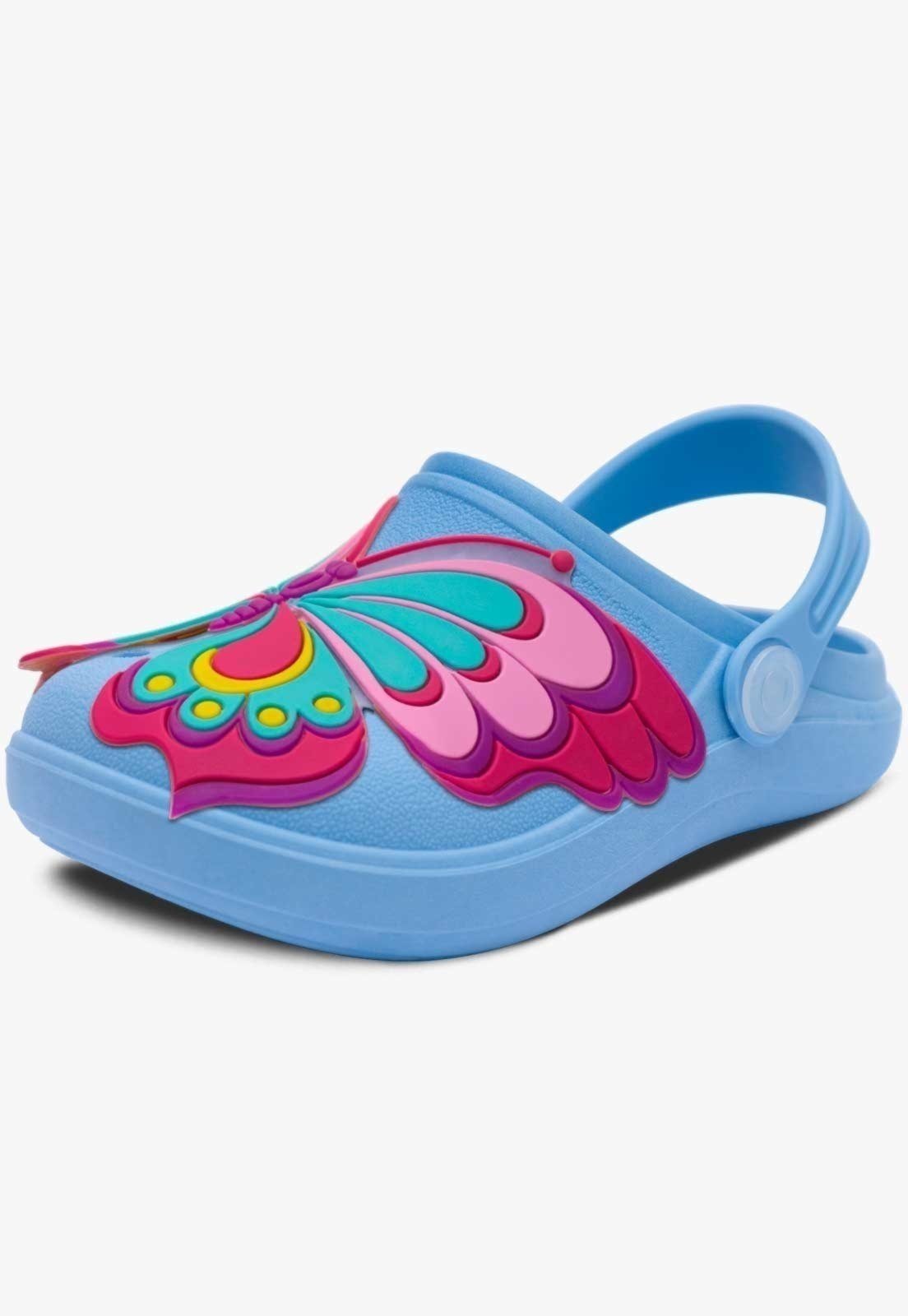Infantil – Sandália Babuche Feminina Pópidi Borboleta Azul