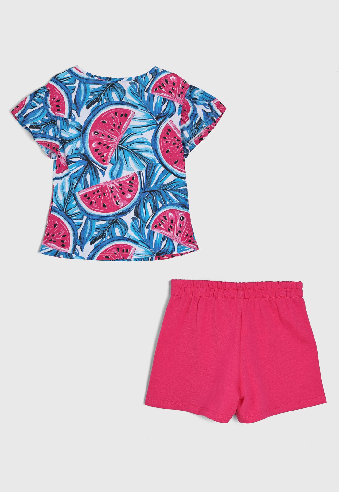 Vista 3 Infantil - Conjunto Kyly Blusa Estampada Melancias e Short pink Kyly pink