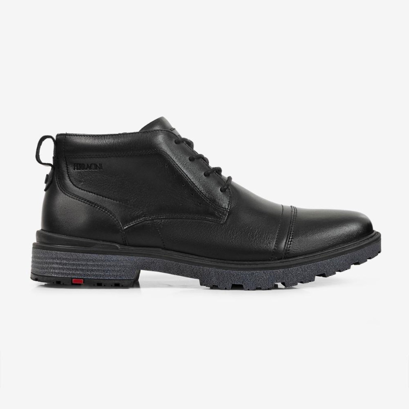 Bota Ferracini Atenas Masculina Couro Preto Cano médio Preto