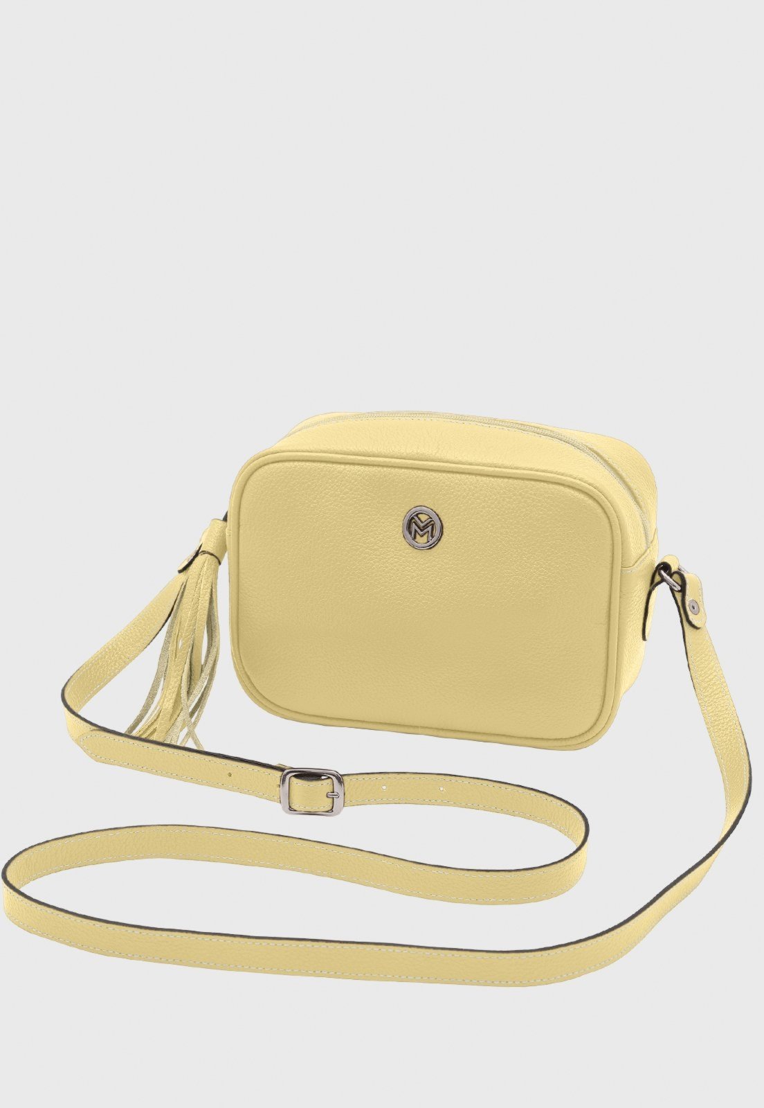 Bolsa Transversal de Couro Mariart Titânio Manteiga