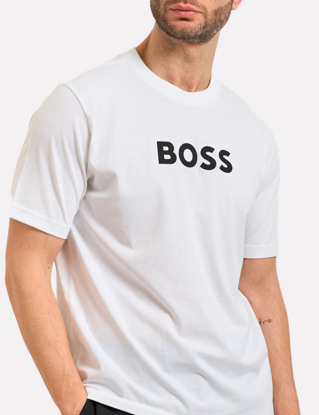 Camiseta Hugo Boss Masculina Regular TS_Logo Branca