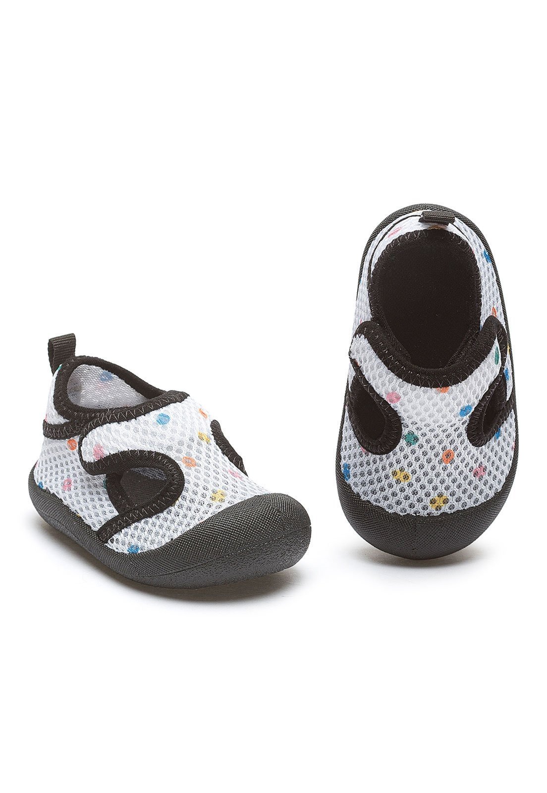 Infantil - Sandália Calce Fácil Menino Antiderrapante Verão Branco Preto Mzkid