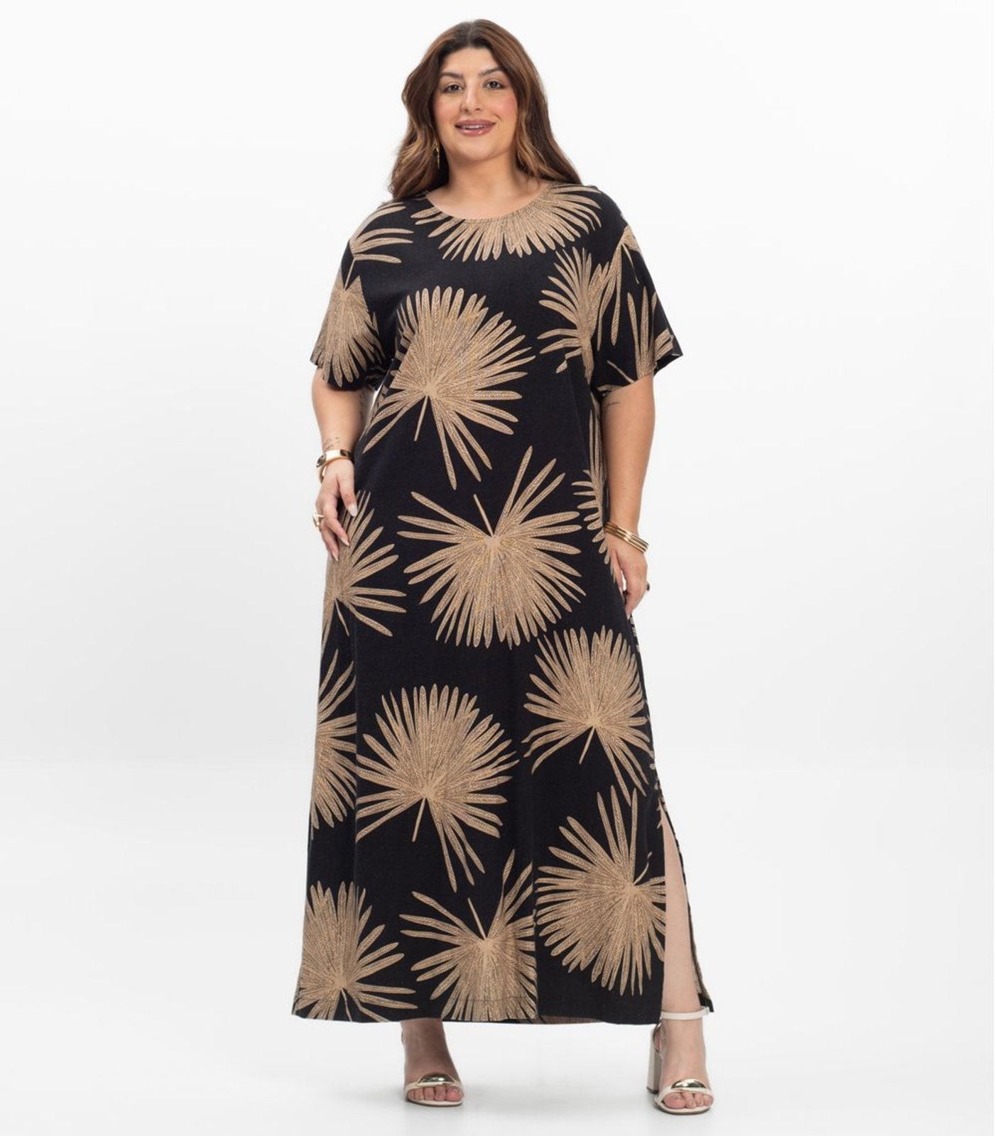 Vista 2 Vestido Super Midi Feminino Plus Size Secert Glam Secret Glam preto Secret Glam preto