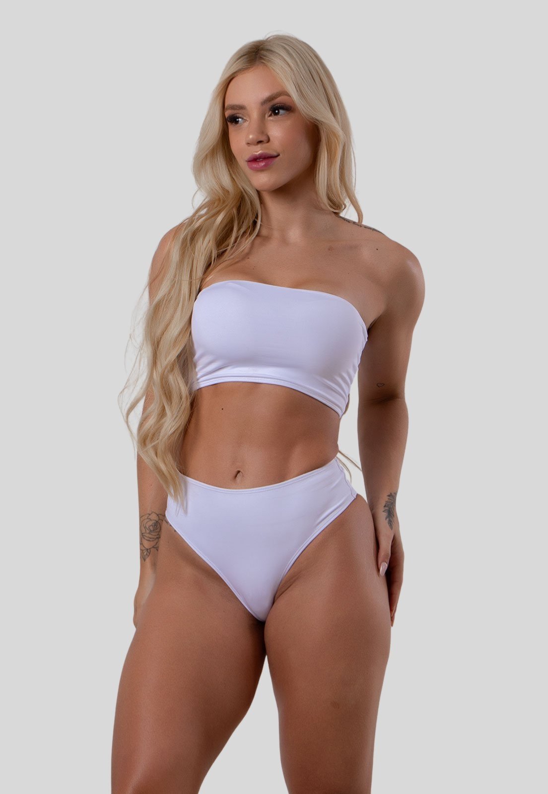 Vista 2 Biquíni Hot Pant Feminino Tomara Que Caia Verão Moda Praia Diluxo branco Diluxo branco