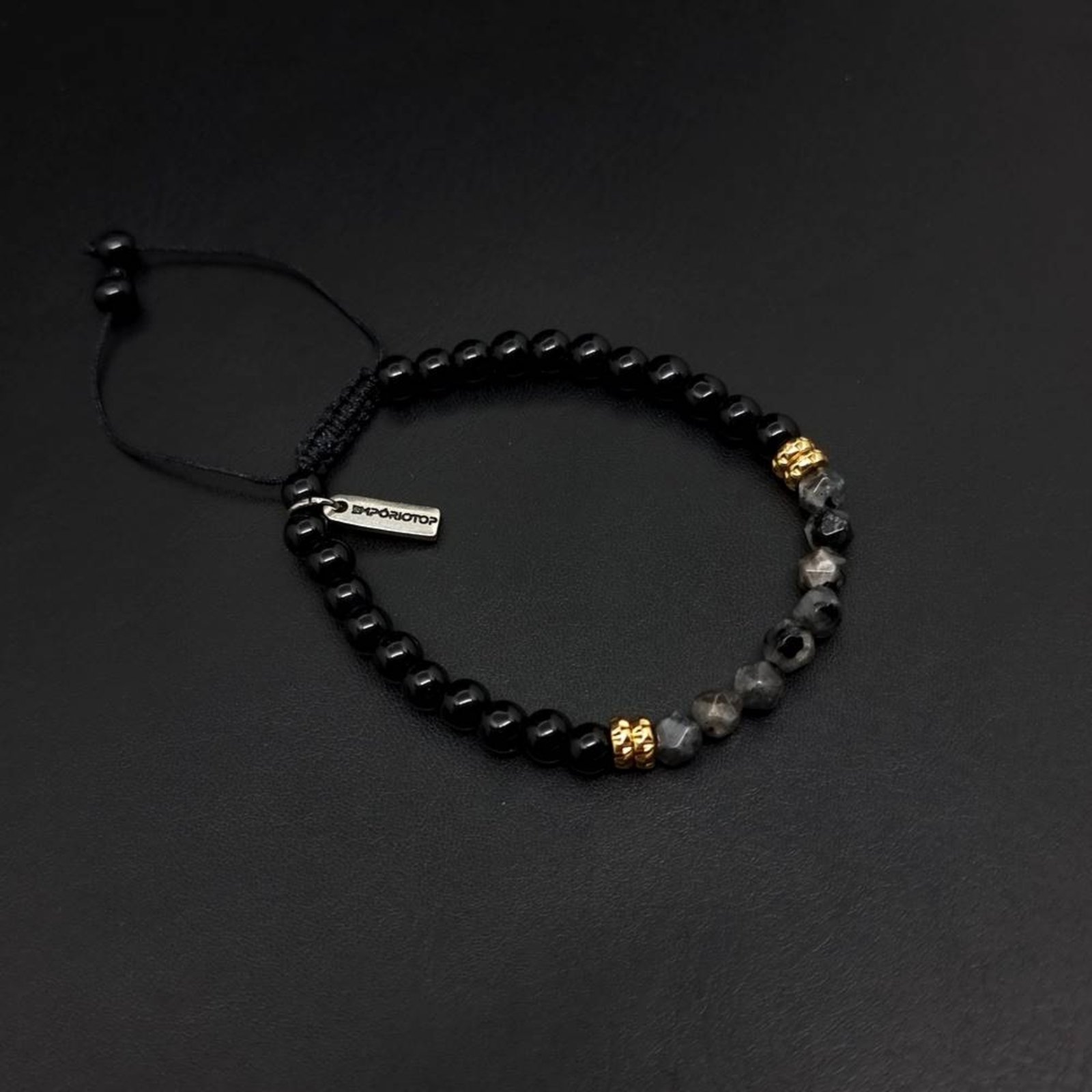 Pulseira de Pedras Gold Faceted Cinza