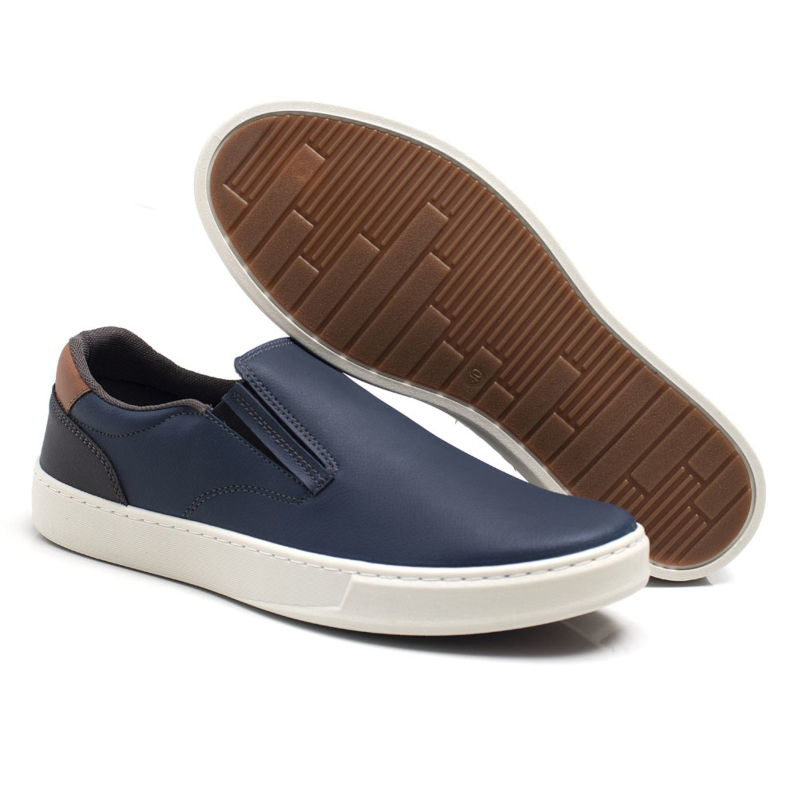 Tenis Casual Masculino Slip On Confortavel Bredeni Sapatenis Dia A Dia Iate Azul Marinho