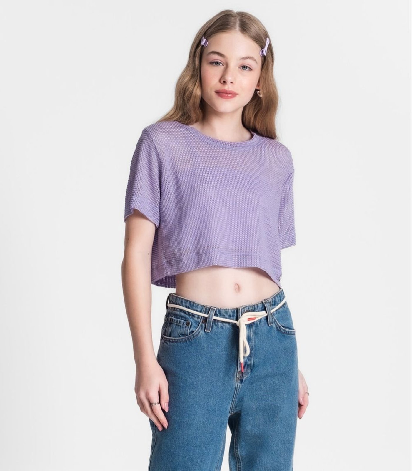 Infantil – Blusa Juvenil Feminina Com Sobreposição Minty Roxo