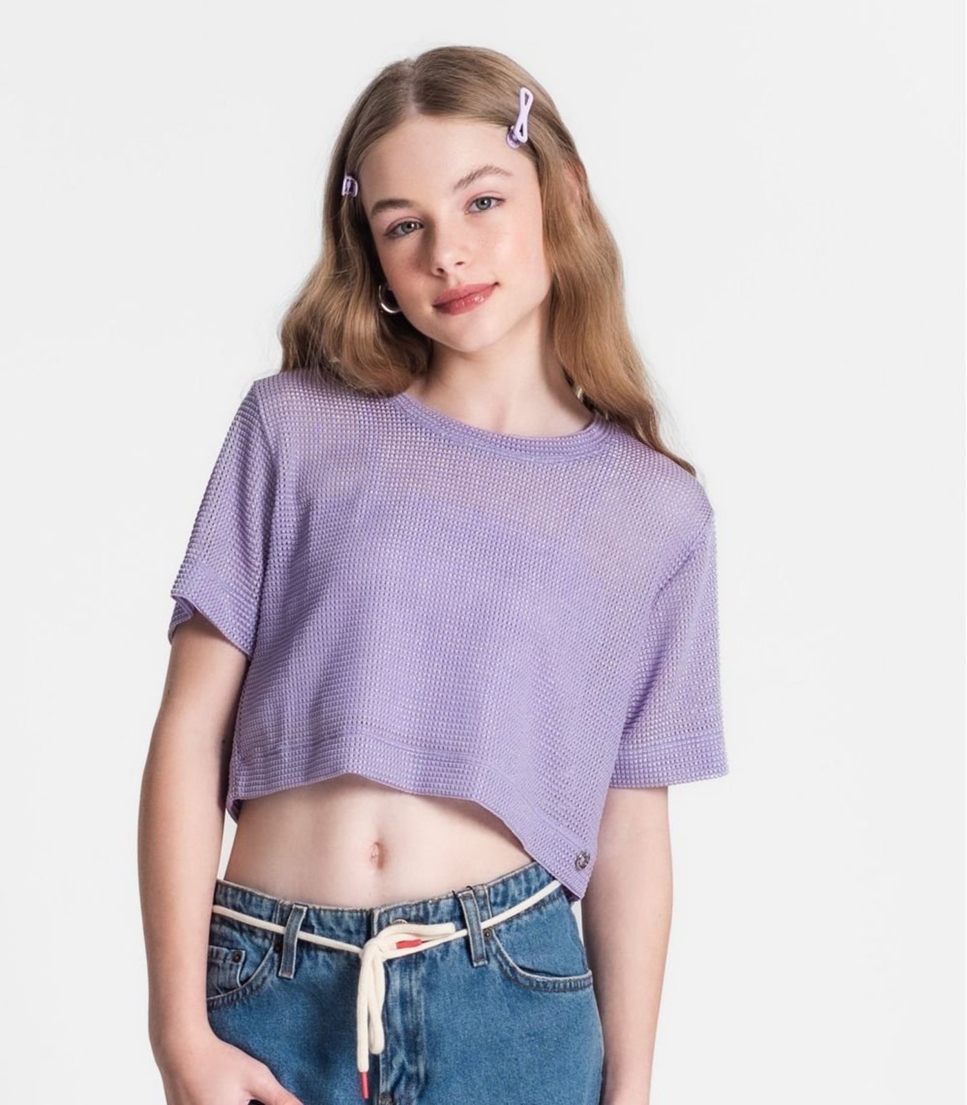 Vista 3 Infantil - Blusa Juvenil Feminina Com Sobreposição Minty roxo MINTY roxo