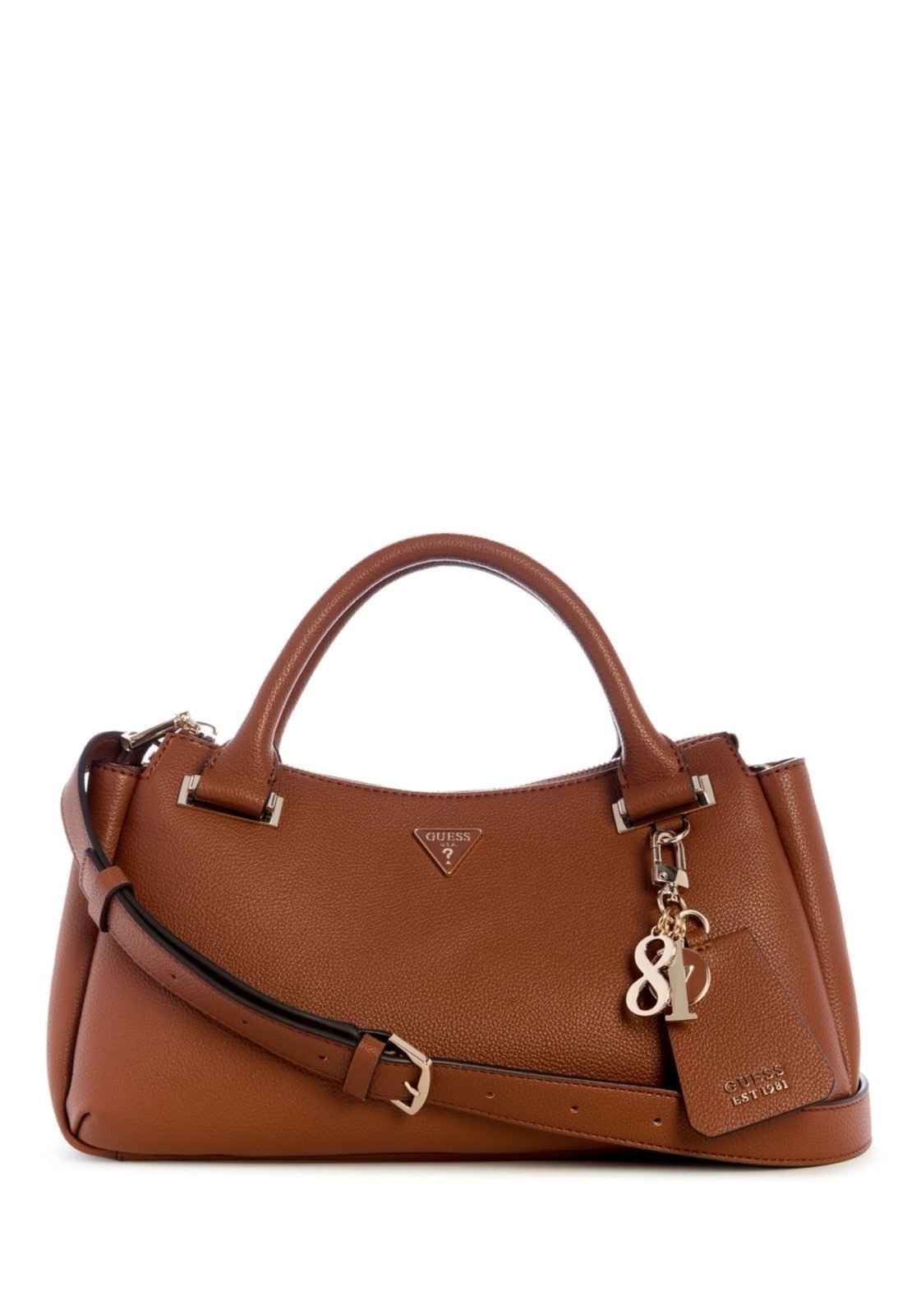 Vista 2 Bolsa Guess Evie Triple Comp Satchel marrom Guess marrom