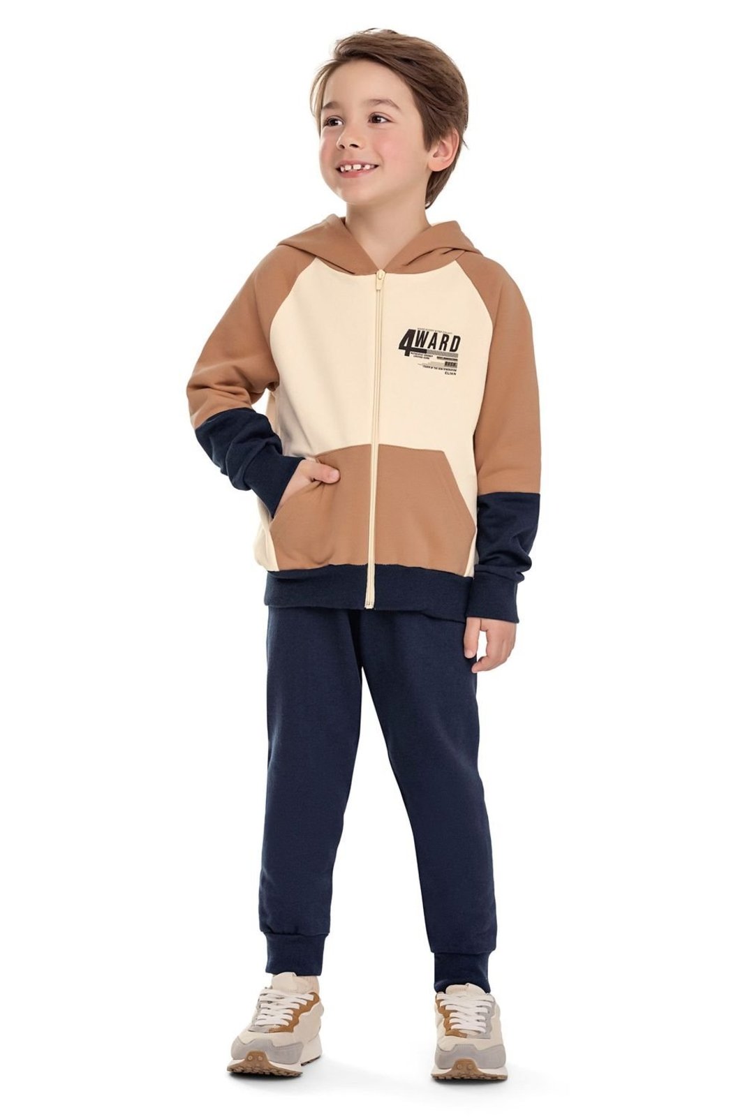 Infantil - Conjunto Longo Menino Com Recortes Elian Marrom