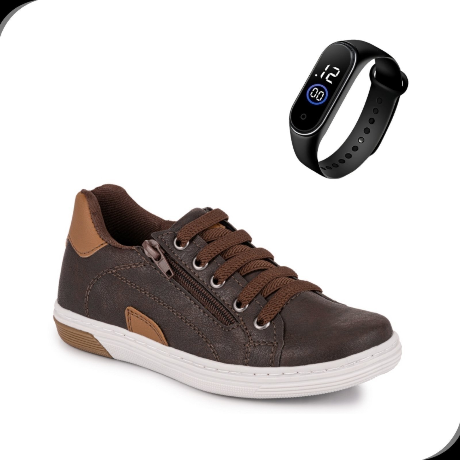 Infantil – Kit Tenis Sapatenis Casual Menino Alta Costura Rovetto Com Relógio Digital LED