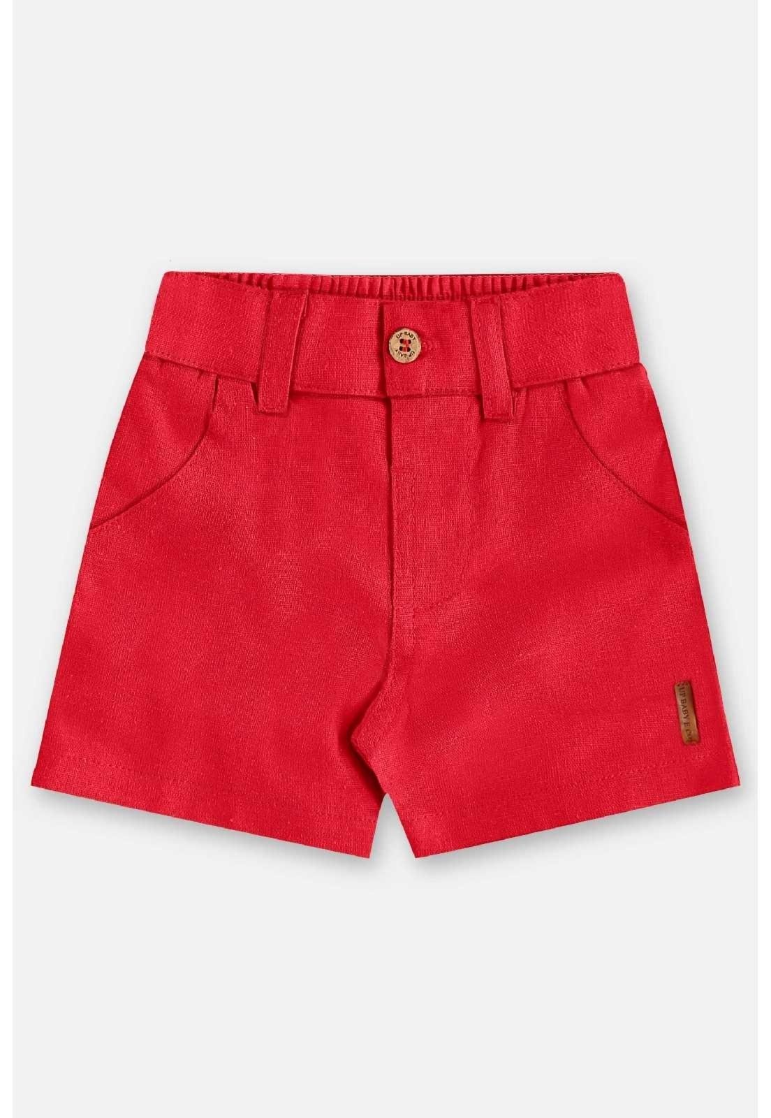 Infantil - Bermuda em Linho para Menino Up Baby Vermelho
