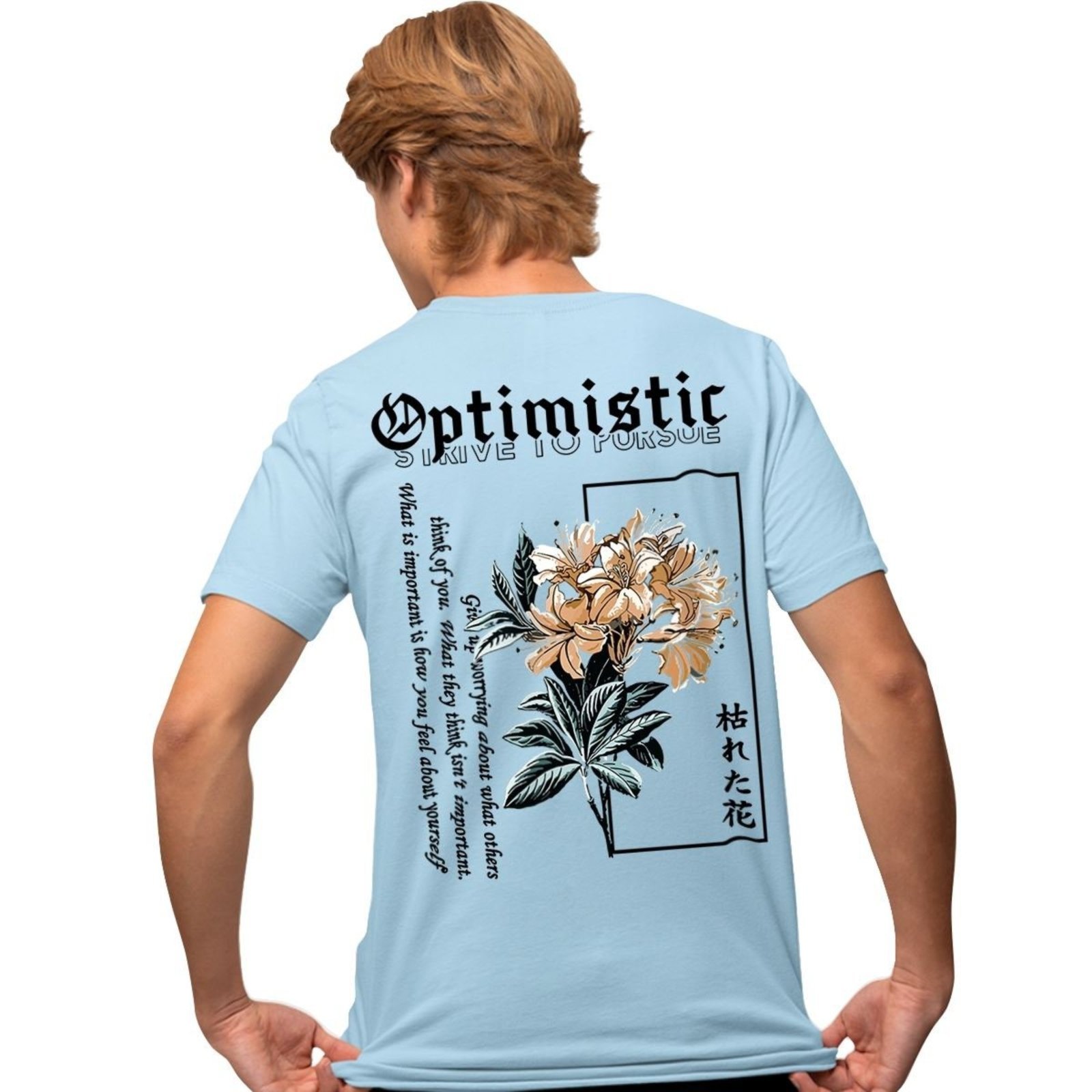 Camisa Camiseta Estampada Masculina em Algodão 30.1 Optimistic – Azul