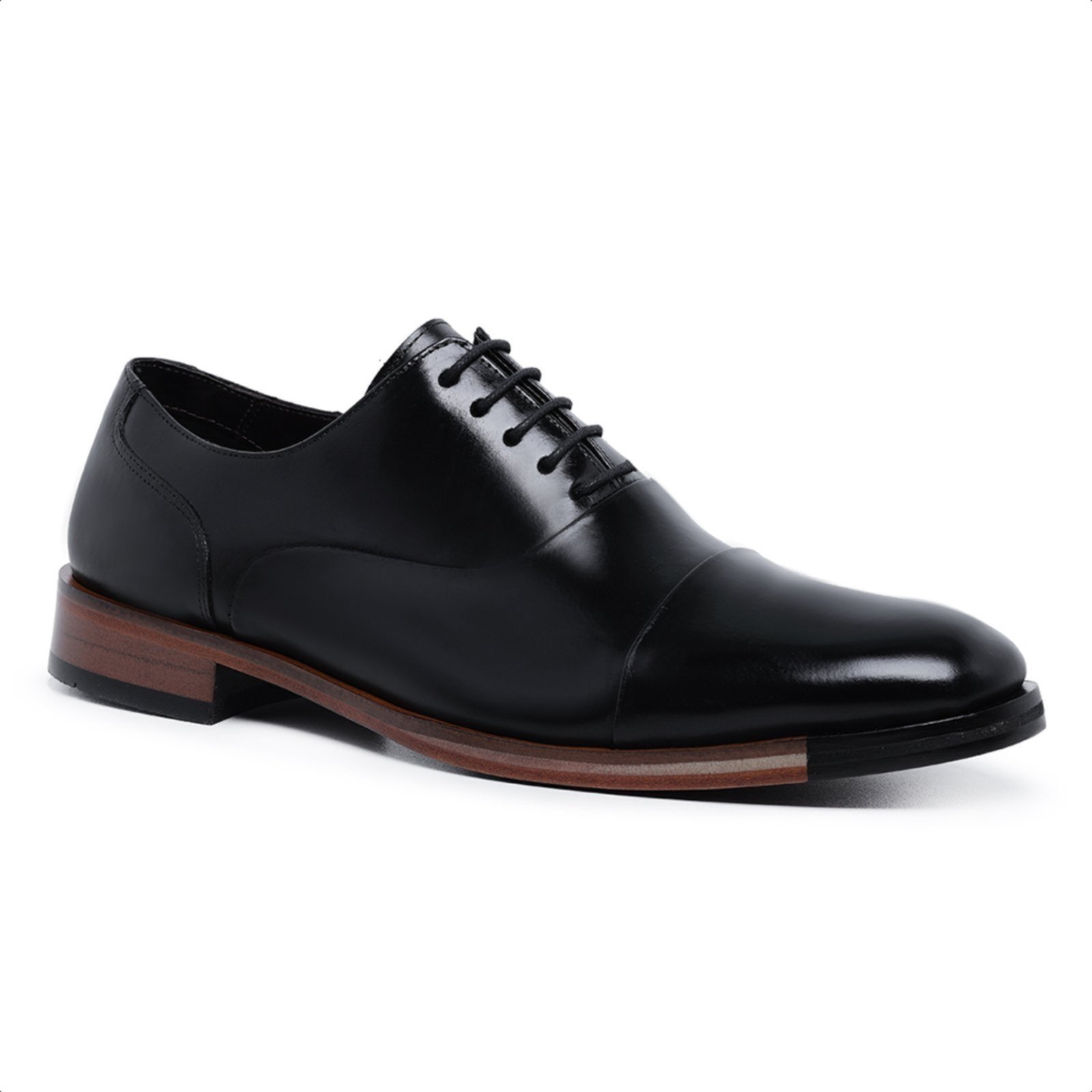 Sapato Oxford Social Masculino Malbork em Couro Preto Brilho 60610P