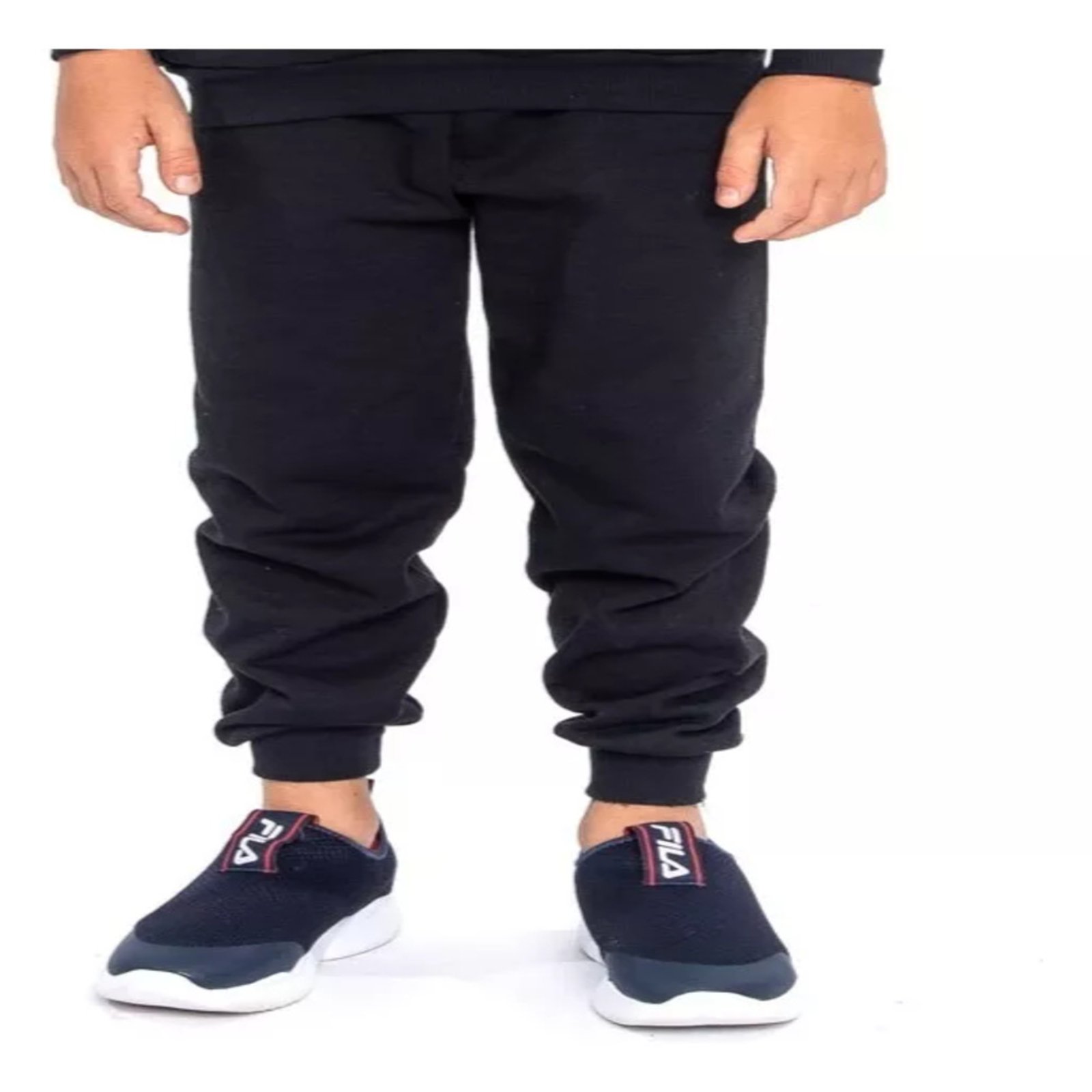 Infantil – Calça Moletom Menino Lisa Flanelada Preta
