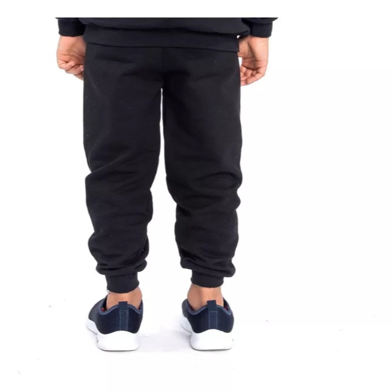 Vista 3 Infantil - Calça Moletom Menino Lisa Flanelada Preta Lavini Shoes preto Lavini Shoes preto