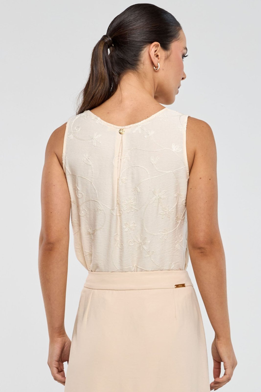 Vista 2 Regata PKS Em Viscose Bordada Off White bege white PKS bege white