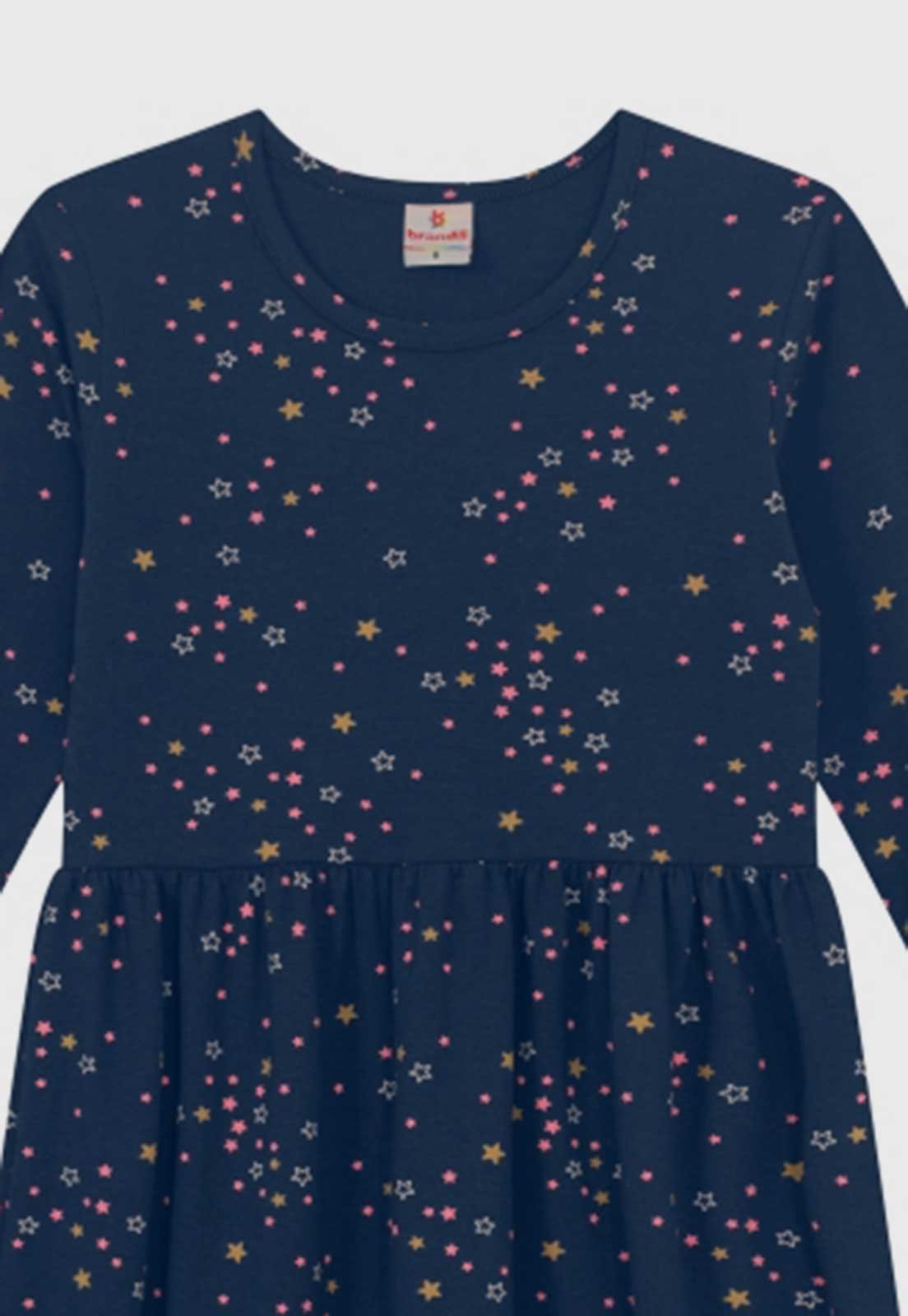 Vista 3 Infantil - Vestido Brandili Estrelas Brandili azul marinho