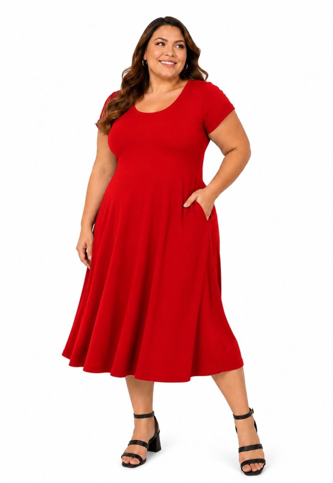 Vestido Plus Size Midi Vermelho