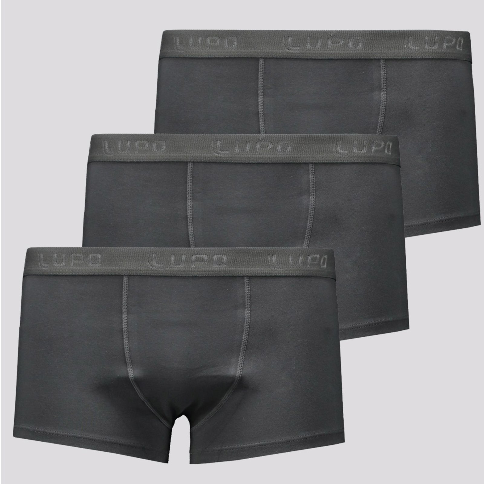 Kit de 3 Cuecas Lupo Algodão Com Elastano Chumbo
