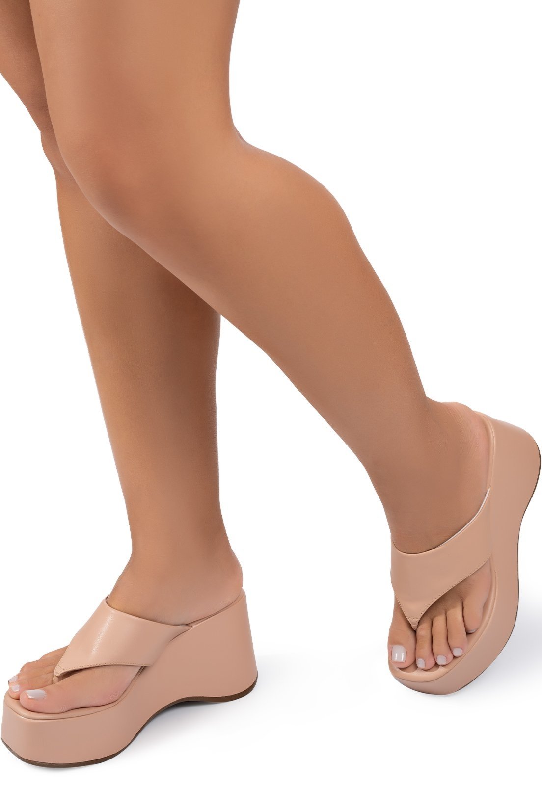 Vista 3 Tamanco Feminino Plataforma Lumiss Sandália De Dedo Meia Pata Anabela nude LUMISS nude