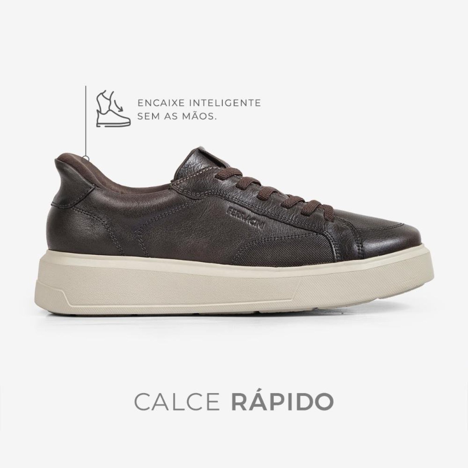 Tênis Ferracini Calce Rápido Flip Classic de Couro 9110-733B Marrom