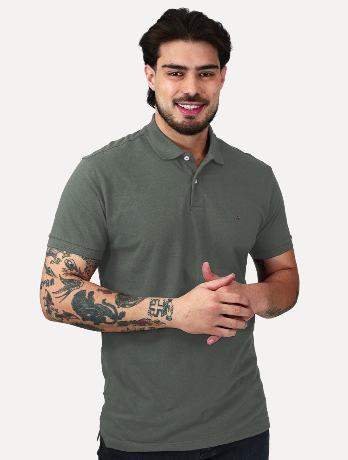Polo Aramis Masculina Regular Piquet Inner Detail Dark Verde Médio