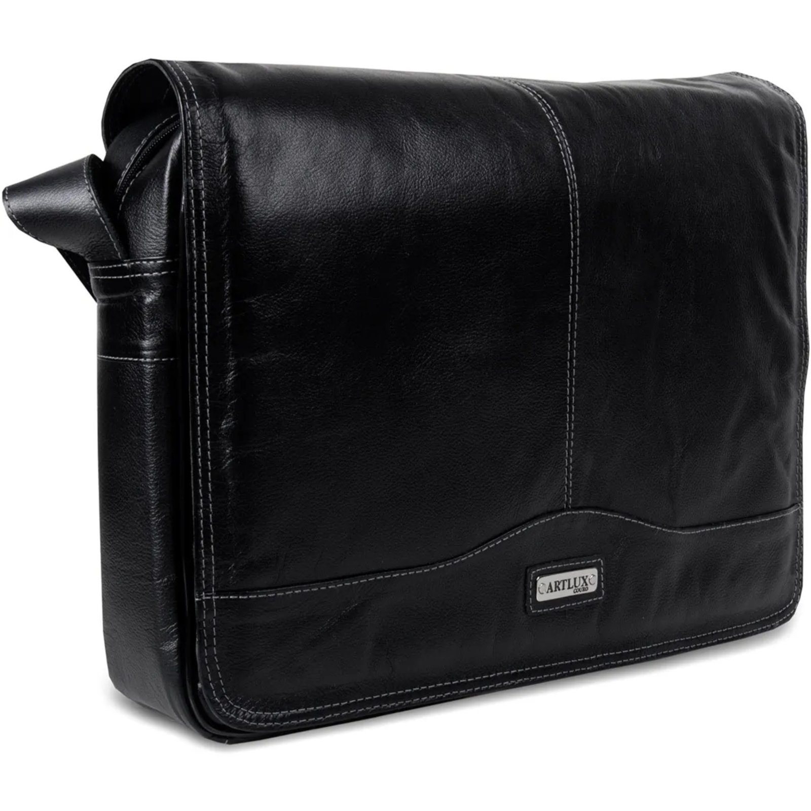 Vista 3 Bolsa Transversal em Couro Artlux 1202 café Artlux café