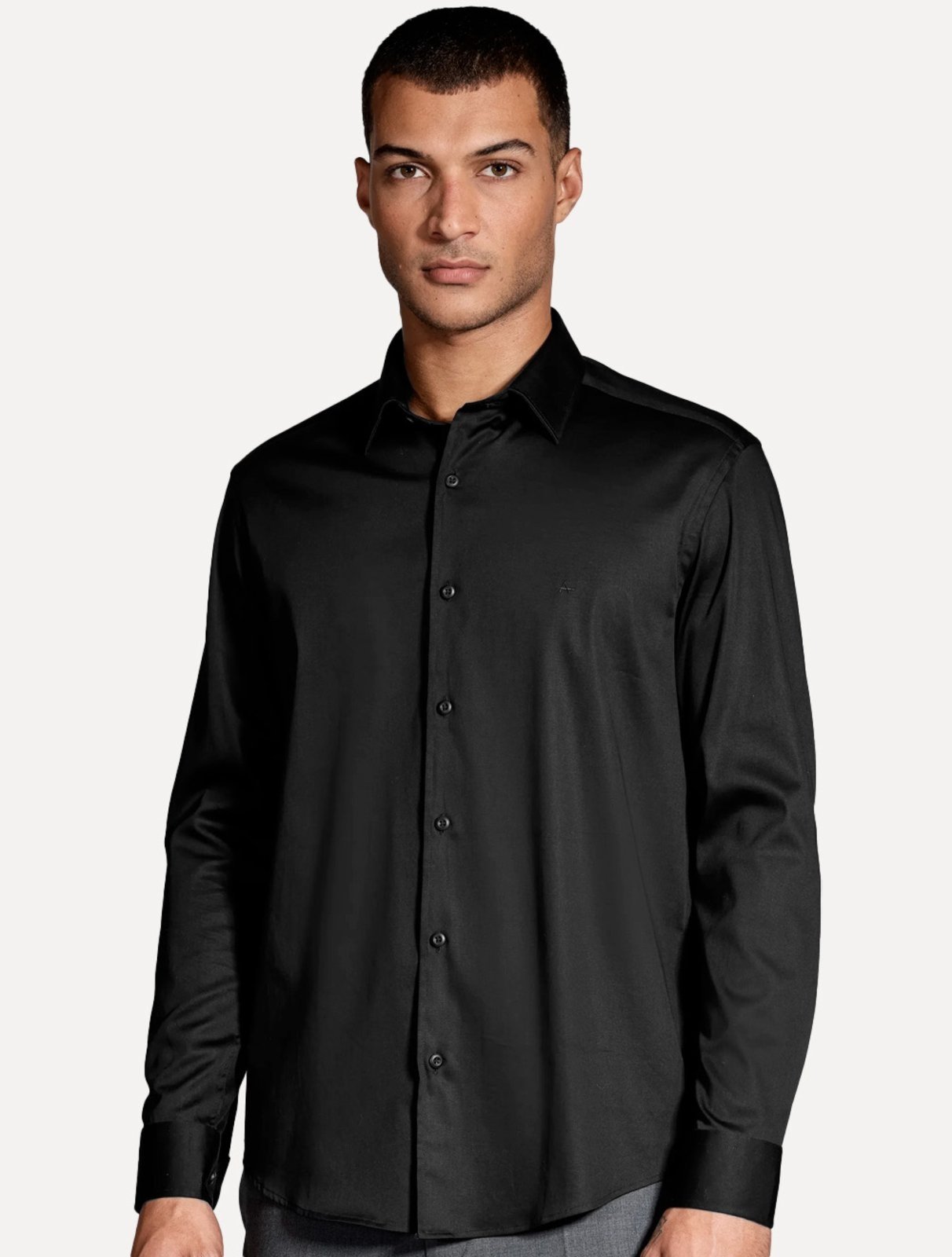 Camisa Aramis Masculina Slim Stretch Cetim Hudson Preta