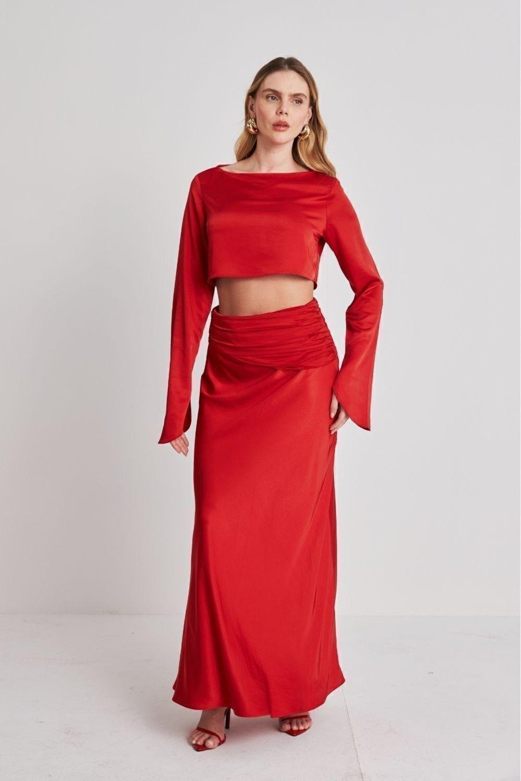 Saia Longa Acetinada Carlota Costa Vermelho