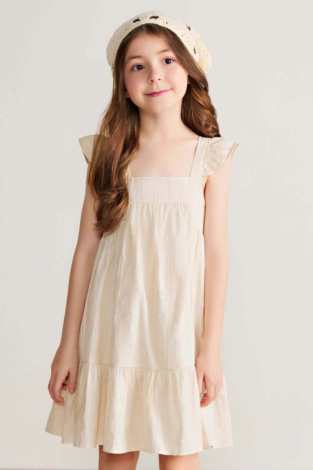 Infantil - Vestido Menina Franzidos Colorittá Bege