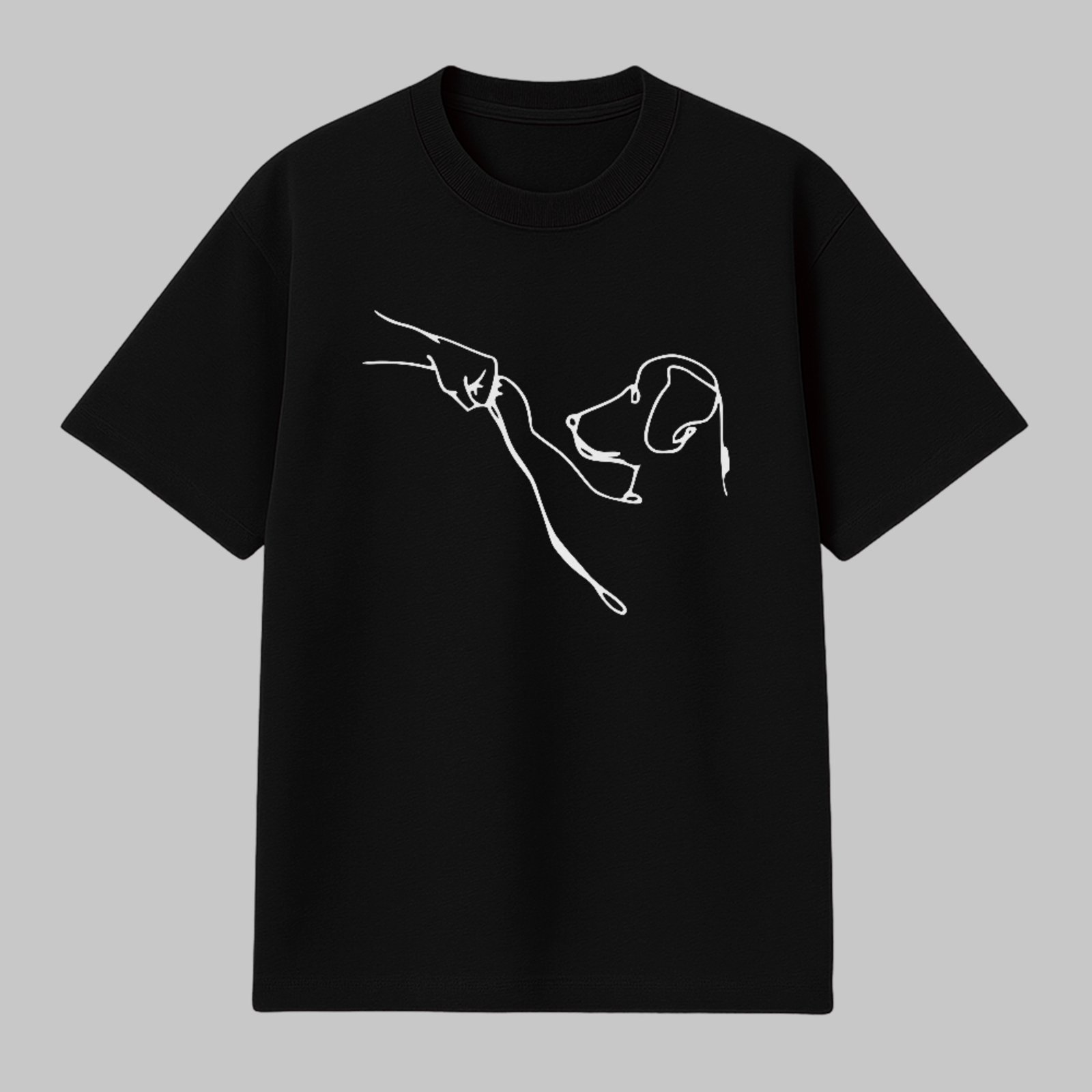 Camiseta Básica Amor Por Cachorros Line Art Unissex Preto