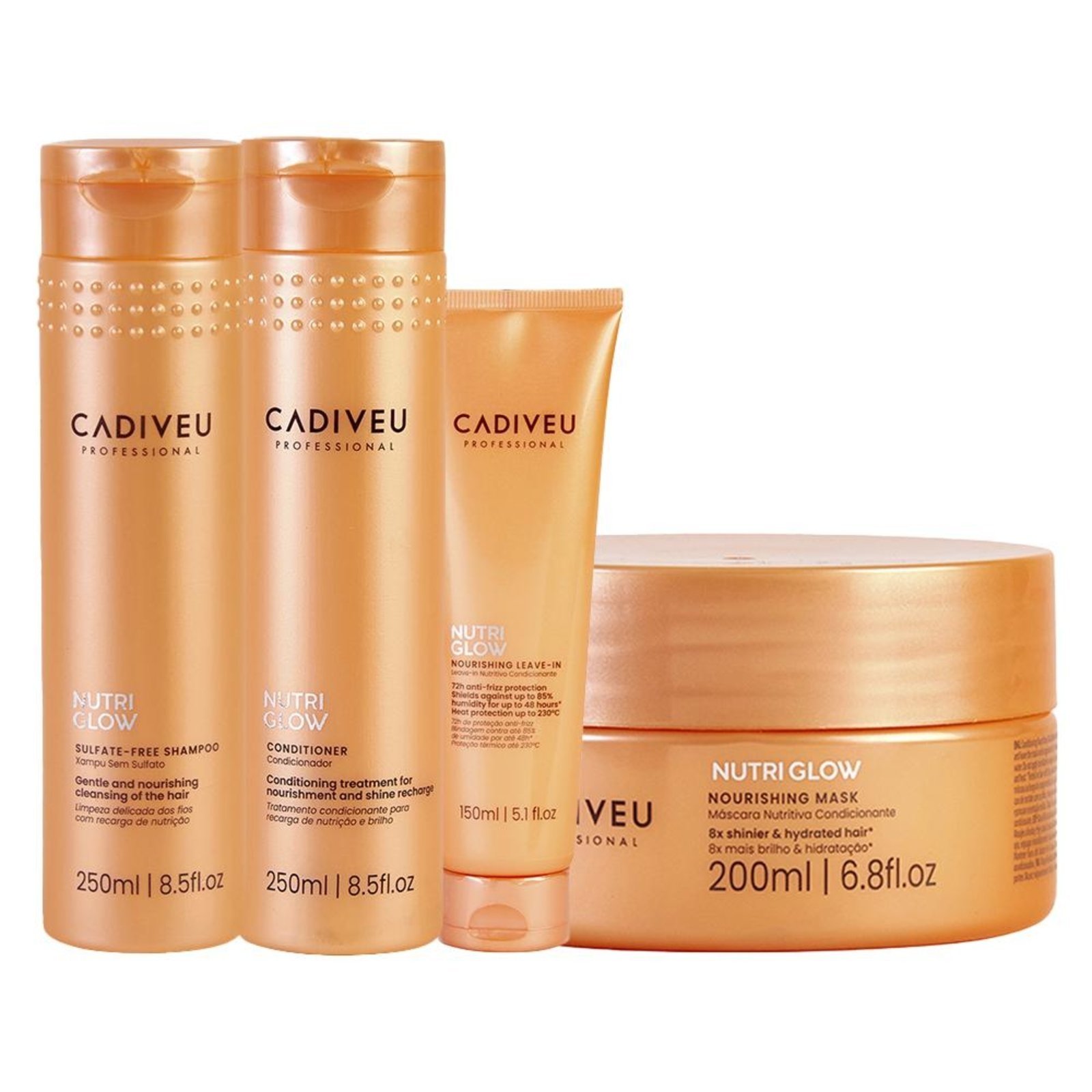 Kit Cadiveu Nutri Glow - Shampoo e Condicionador + Máscara Nutrição + Leave-In 150ml