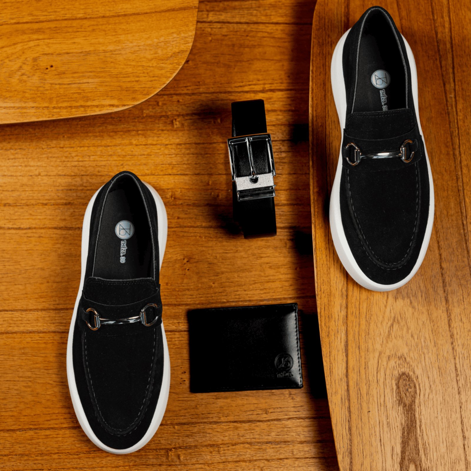 Mocassim Masculino Camurça Aquiles Conforto Premium Solado Leve Trabalho Eventos + Carteira e Cinto