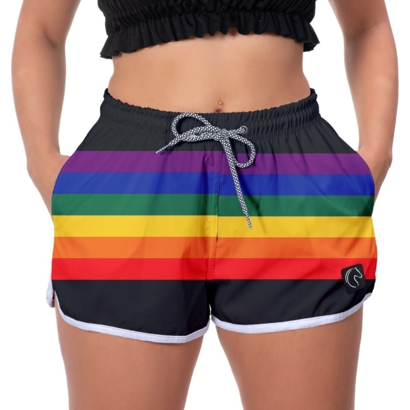 Short Feminino W2 Premium com Elástico e Cordão Ajustável Bolsos Laterais e Secagem Rápida Casual Praia ou Academia Arco-Íris