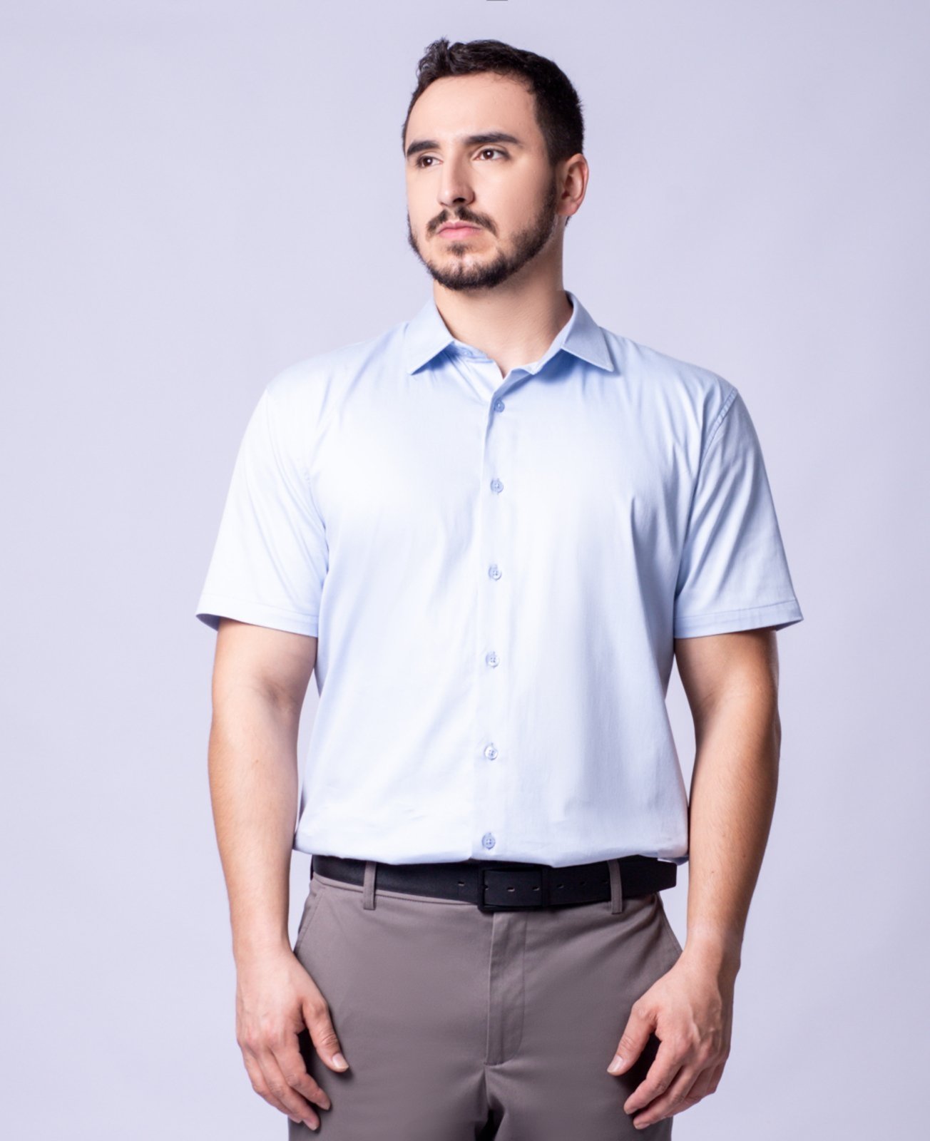 Camisa Classic Fit Manga Curta - Azul Claro