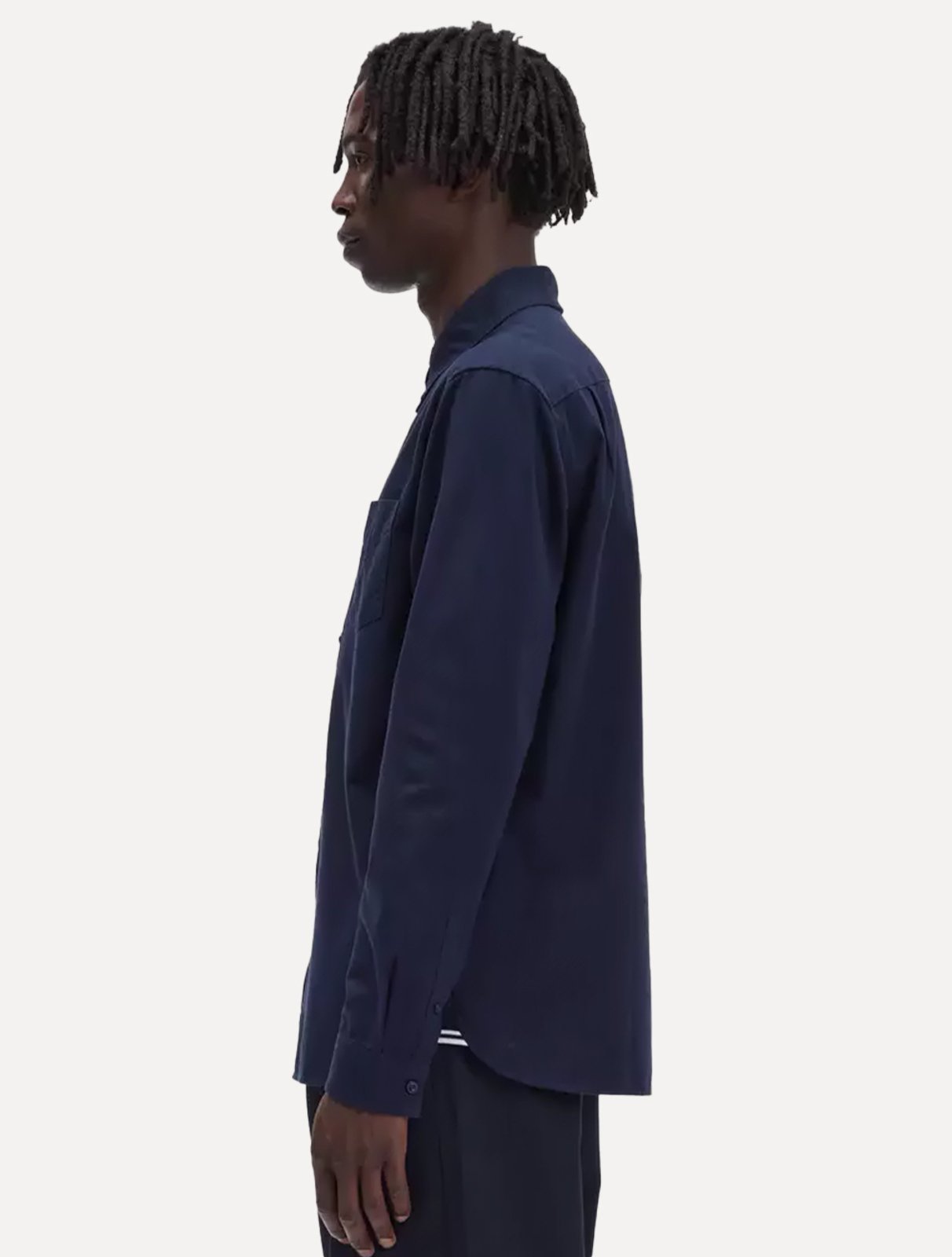 Vista 3 Camisa Fred Perry Masculina Oxford Pocket Light Logo Escuro azul azul