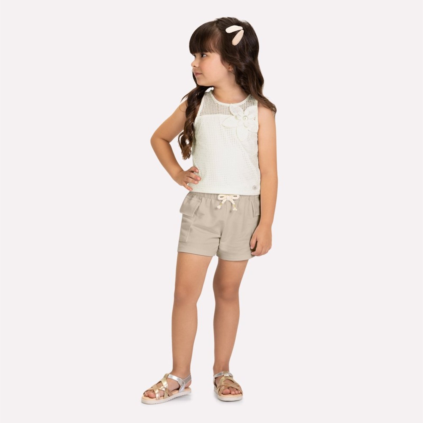 Infantil - Blusa Cropped Menina Flor Milon