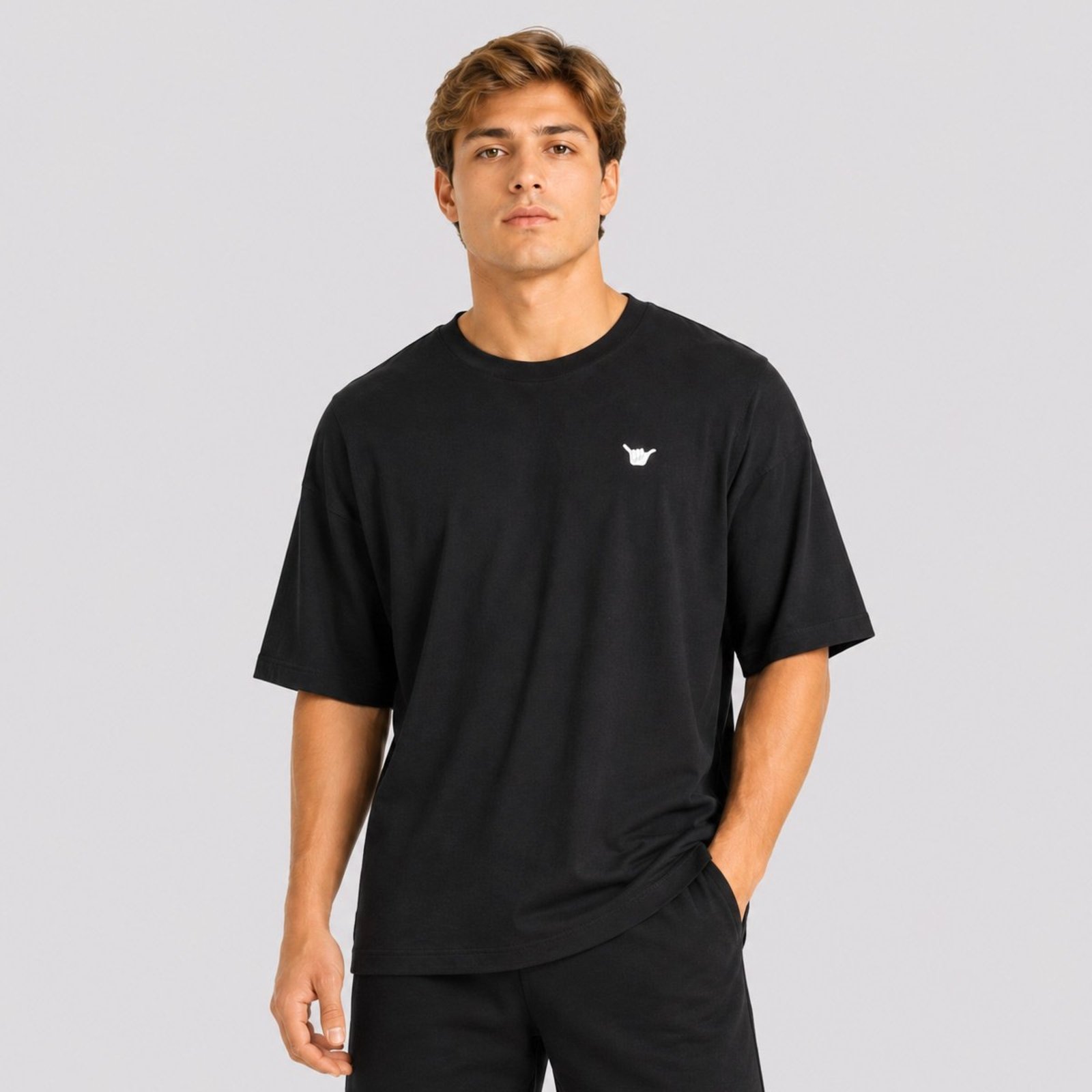 Camiseta Oversize Hang Loose Logo Preta