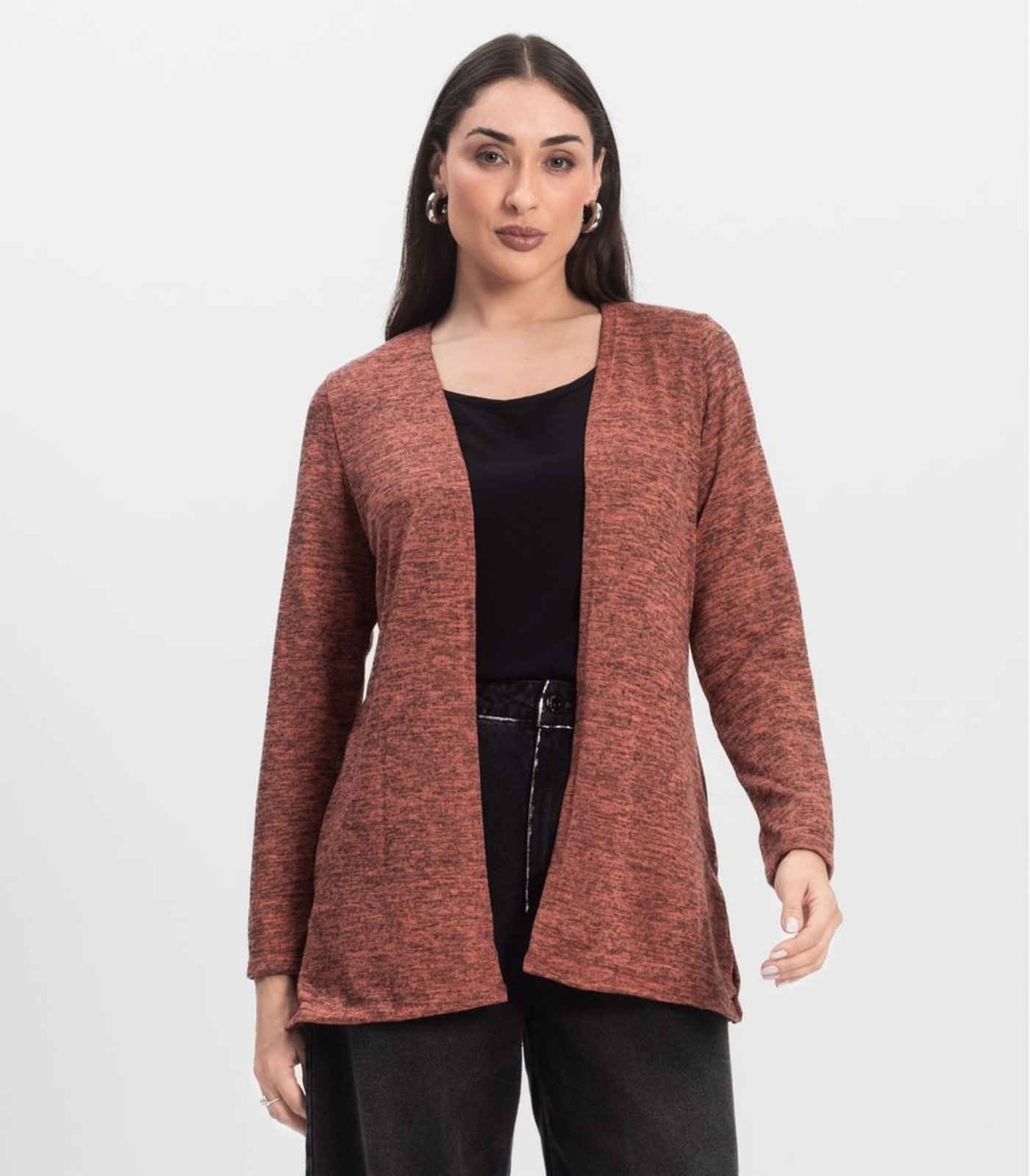Cardigan Feminino Alongado Infinita Cor Laranja
