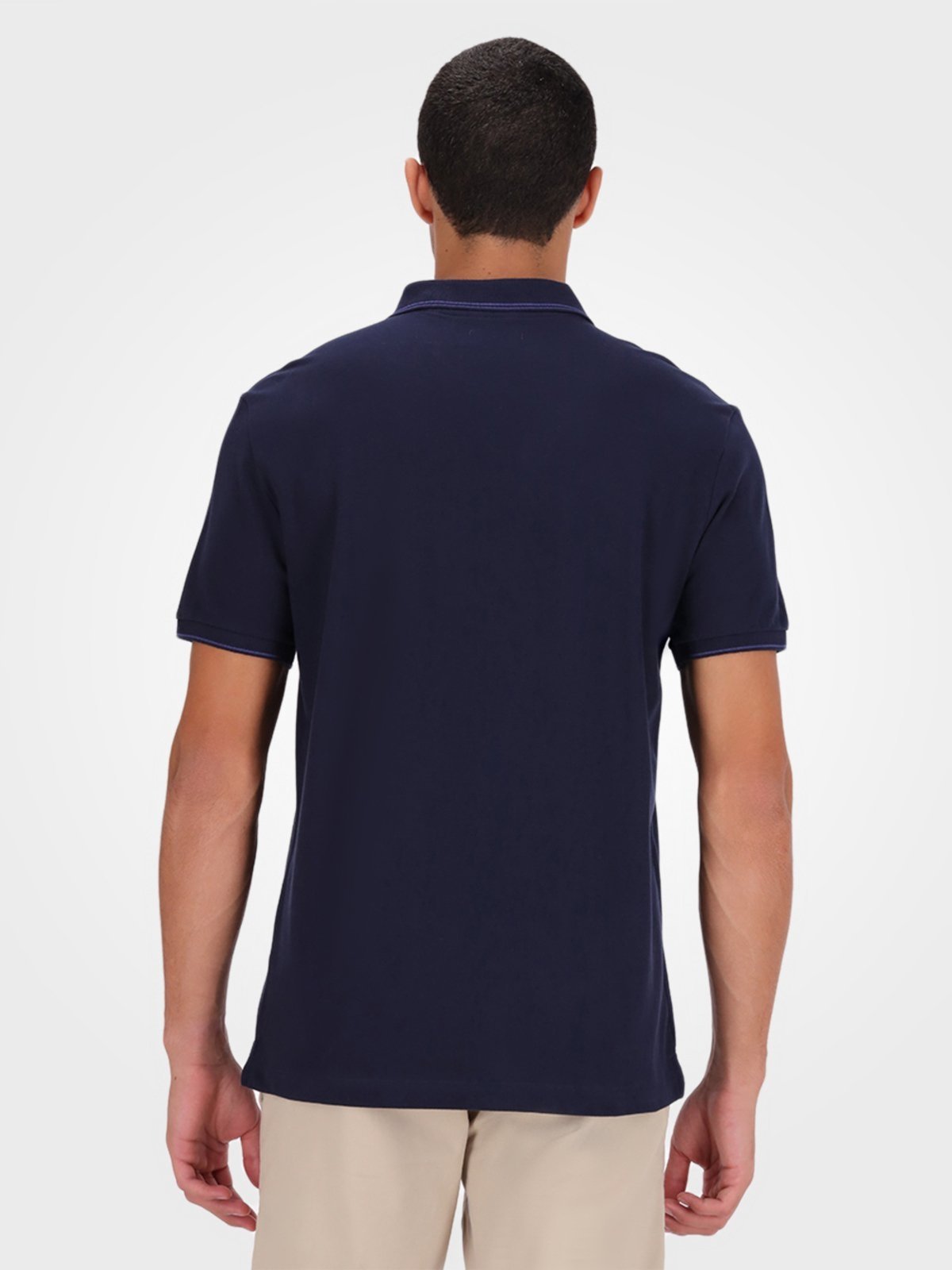 Camisa Polo Masculina Básica Com Friso Calvin Klein - Azul Marinho CKS Premium Label