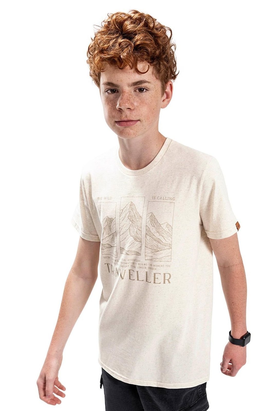 Infantil - Camiseta Juvenil Menino Traveller Elian Beats Bege