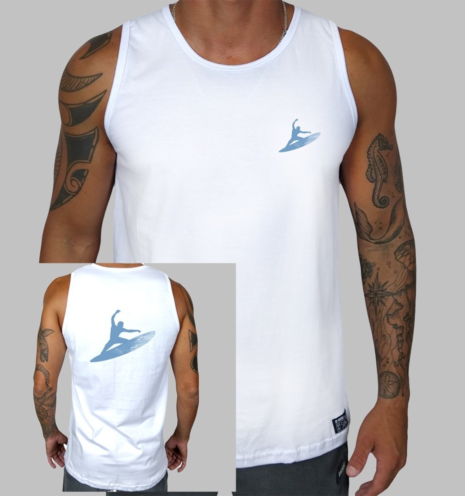 Camiseta Regata Branca Masculina Hot Wave Algodão Prime WSS Branco