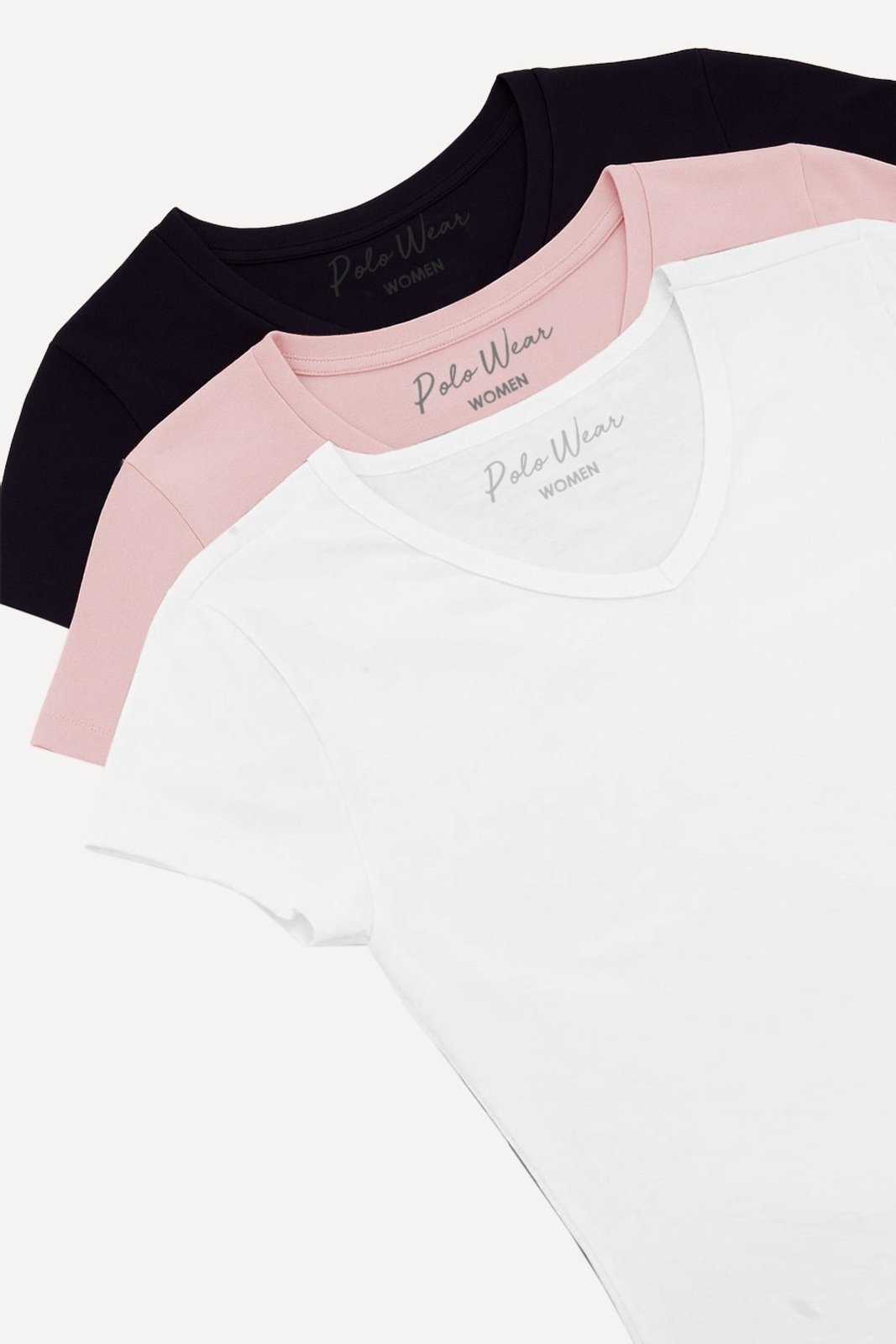 Kit 3 Camisetas Femininas Gola v Polo Wear Sortido