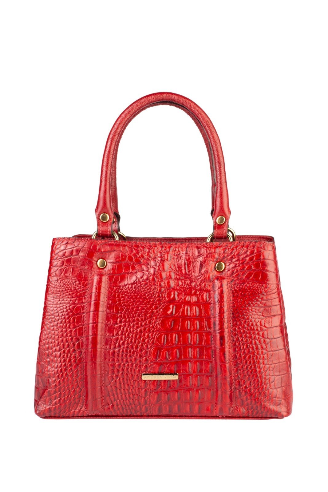Bolsa Andrea Vinci De Couro Croco Pequena Melina – Vermelho