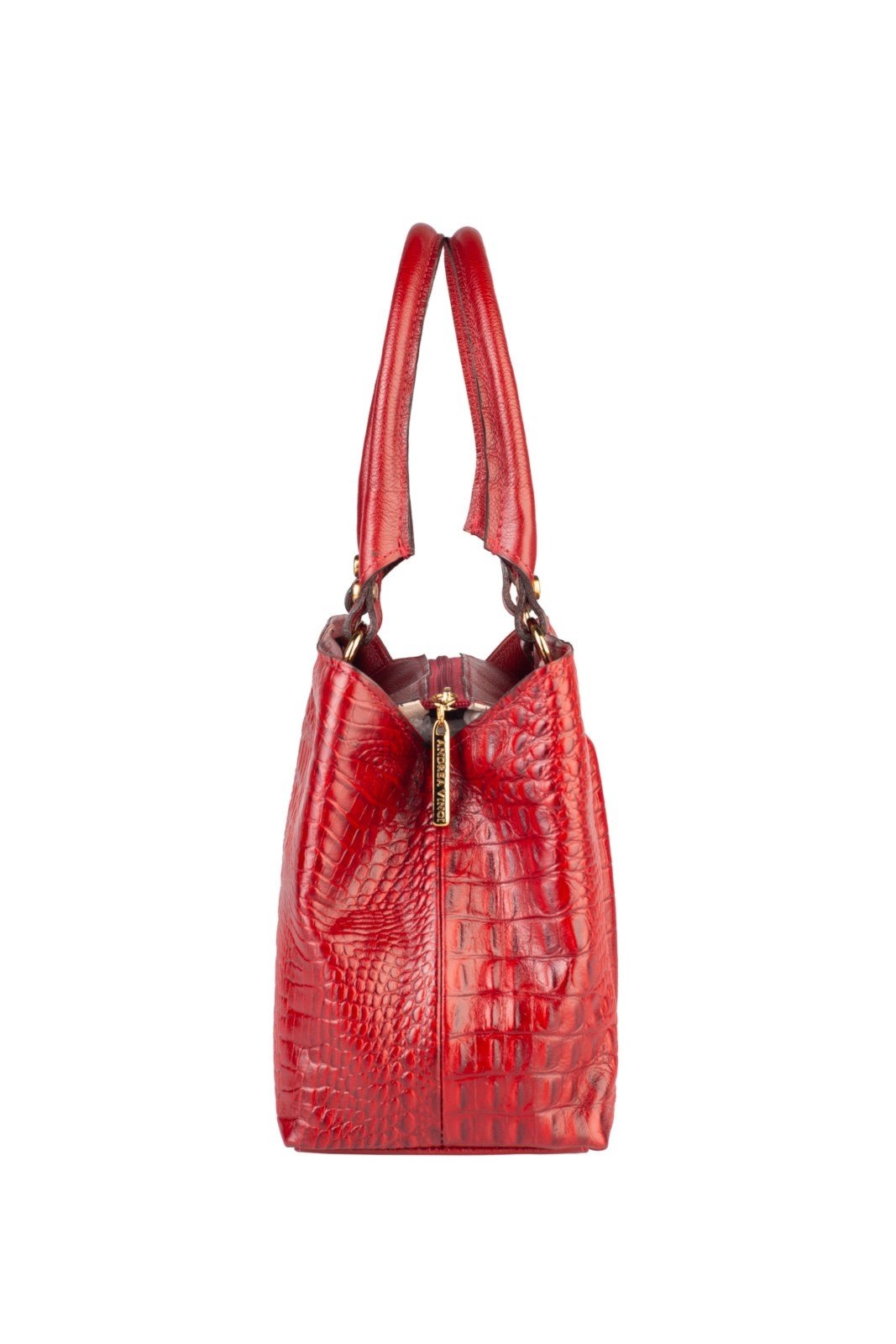 Vista 3 Bolsa Andrea Vinci De Couro Croco Pequena Melina vermelho Andrea Vinci vermelho